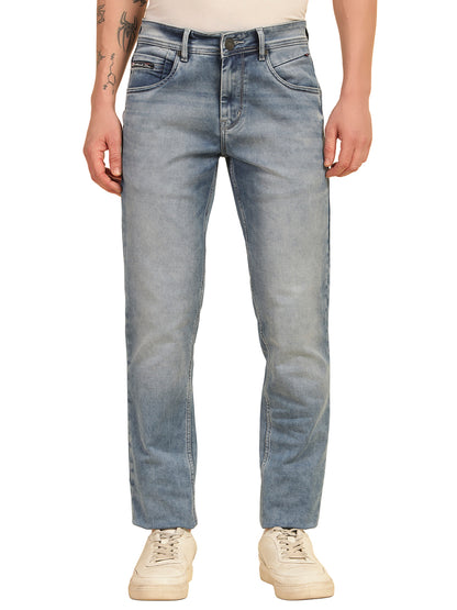 Denim Jeans for Men | Breathable & Soft with Color Fastness Ultra Narrow Fit Cotton Blend Fabric Solid Pattern Button Closure