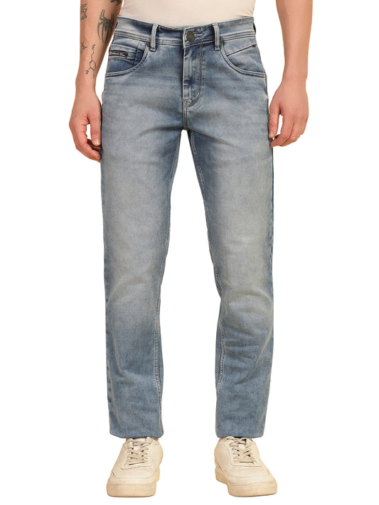 Denim Jeans for Men | Breathable & Soft with Color Fastness Ultra Narrow Fit Cotton Blend Fabric Solid Pattern Button Closure