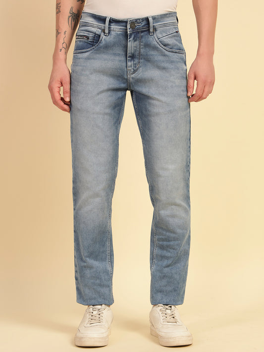 Denim Jeans for Men | Breathable & Soft with Color Fastness Ultra Narrow Fit Cotton Blend Fabric Solid Pattern Button Closure