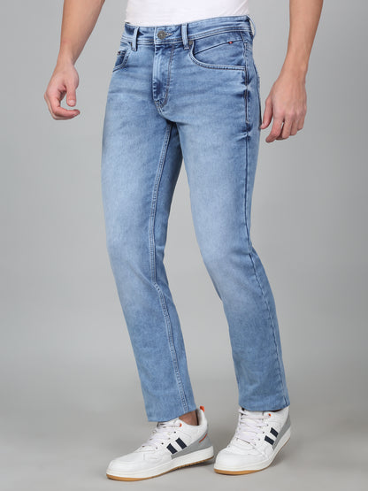 Denim Jeans for Men l Breathable & Soft with Color Fastness Ultra Narrow Fit Cotton Fabric Solid Pattern Button Closure