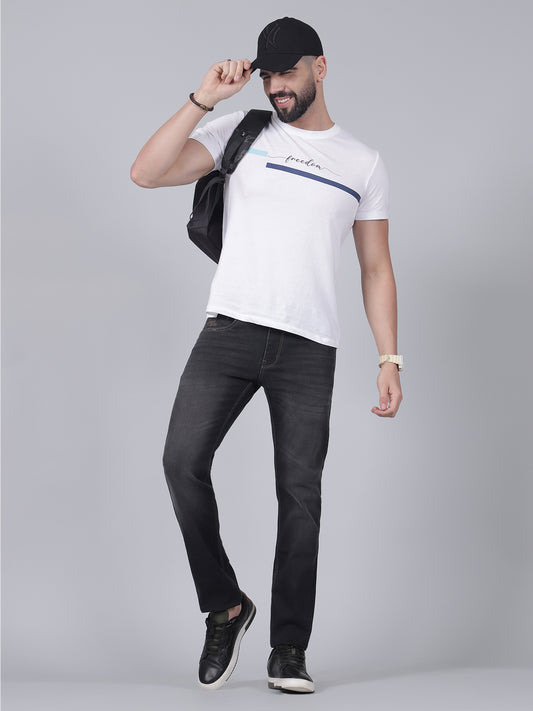 Denim Jeans for Men l Breathable & Soft with Color Fastness Ultra Narrow Fit Cotton Fabric Solid Pattern Button Closure