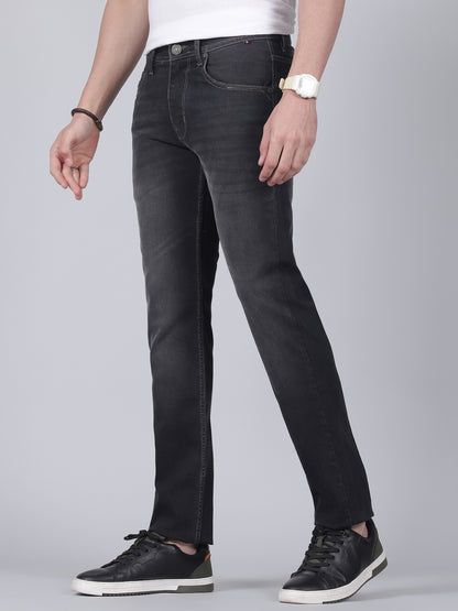Denim Jeans for Men l Breathable & Soft with Color Fastness Ultra Narrow Fit Cotton Fabric Solid Pattern Button Closure