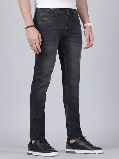 Denim Jeans for Men l Breathable & Soft with Color Fastness Ultra Narrow Fit Cotton Fabric Solid Pattern Button Closure