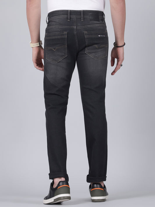 Denim Jeans for Men l Breathable & Soft with Color Fastness Ultra Narrow Fit Cotton Fabric Solid Pattern Button Closure