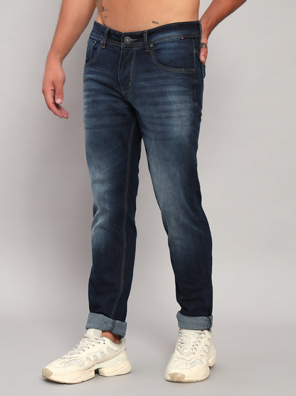 Denim Jeans for Men l Breathable & Soft with Color Fastness Ultra Narrow Fit Cotton Fabric Solid Pattern Button Closure