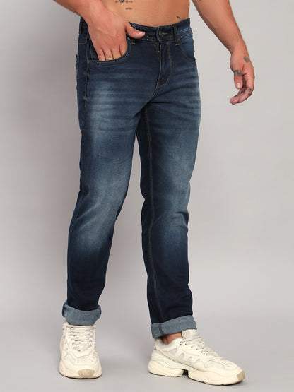Denim Jeans for Men l Breathable & Soft with Color Fastness Ultra Narrow Fit Cotton Fabric Solid Pattern Button Closure