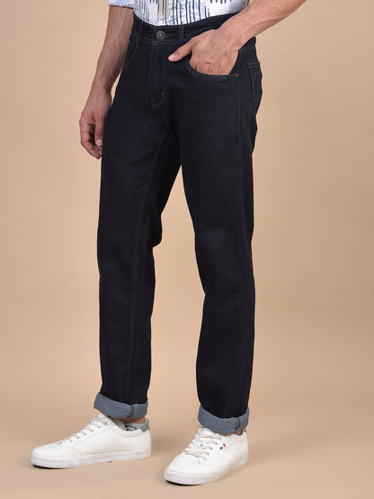 Denim Jeans for Men l Breathable & Soft with Color Fastness Ultra Narrow Fit Cotton Fabric Solid Pattern Button Closure