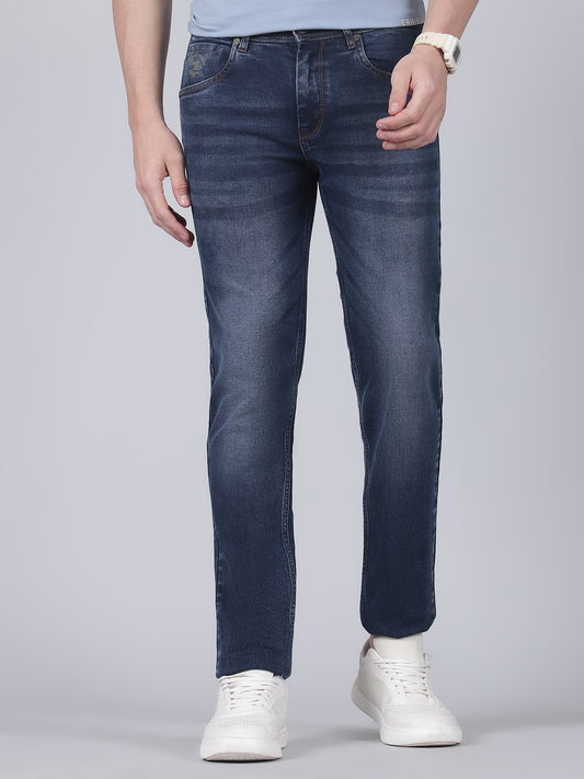 Denim Jeans for Men l Breathable & Soft with Color Fastness Ultra Narrow Fit Cotton Fabric Solid Pattern Button Closure