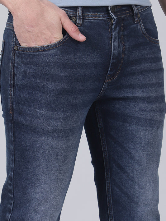 Denim Jeans for Men l Breathable & Soft with Color Fastness Ultra Narrow Fit Cotton Fabric Solid Pattern Button Closure
