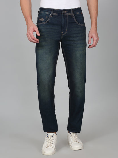 Denim Jeans for Men l Breathable & Soft with Color Fastness Ultra Narrow Fit Cotton Fabric Solid Pattern Button Closure