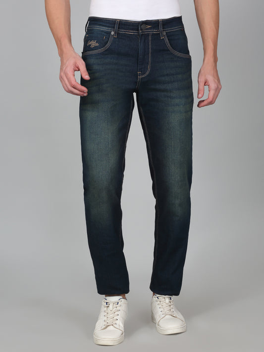 Denim Jeans for Men l Breathable & Soft with Color Fastness Ultra Narrow Fit Cotton Fabric Solid Pattern Button Closure