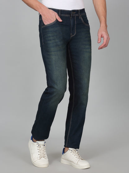 Denim Jeans for Men l Breathable & Soft with Color Fastness Ultra Narrow Fit Cotton Fabric Solid Pattern Button Closure