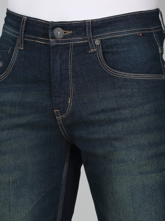 Denim Jeans for Men l Breathable & Soft with Color Fastness Ultra Narrow Fit Cotton Fabric Solid Pattern Button Closure