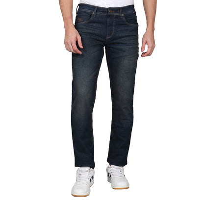 Denim Jeans for Men l Breathable & Soft with Color Fastness Ultra Narrow Fit Cotton Fabric Solid Pattern Button Closure