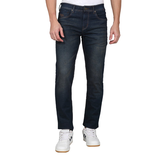Denim Jeans for Men l Breathable & Soft with Color Fastness Ultra Narrow Fit Cotton Fabric Solid Pattern Button Closure