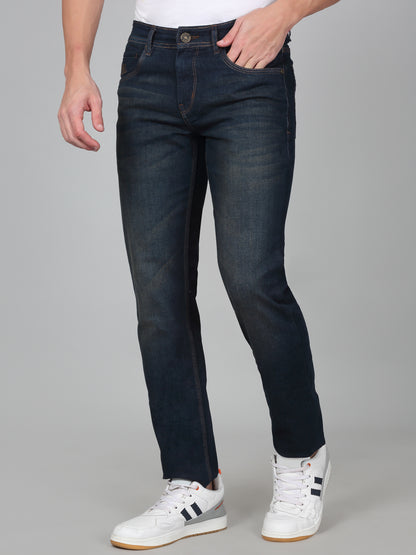 Denim Jeans for Men l Breathable & Soft with Color Fastness Ultra Narrow Fit Cotton Fabric Solid Pattern Button Closure