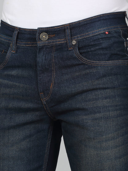 Denim Jeans for Men l Breathable & Soft with Color Fastness Ultra Narrow Fit Cotton Fabric Solid Pattern Button Closure
