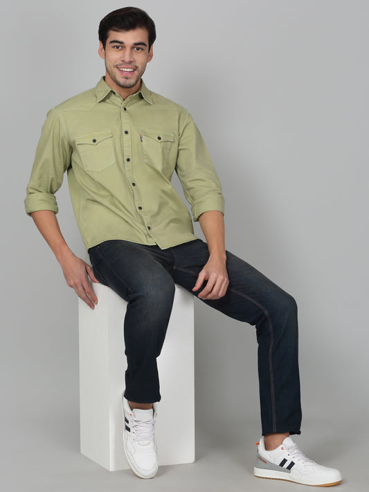 Denim Jeans for Men l Breathable & Soft with Color Fastness Ultra Narrow Fit Cotton Fabric Solid Pattern Button Closure