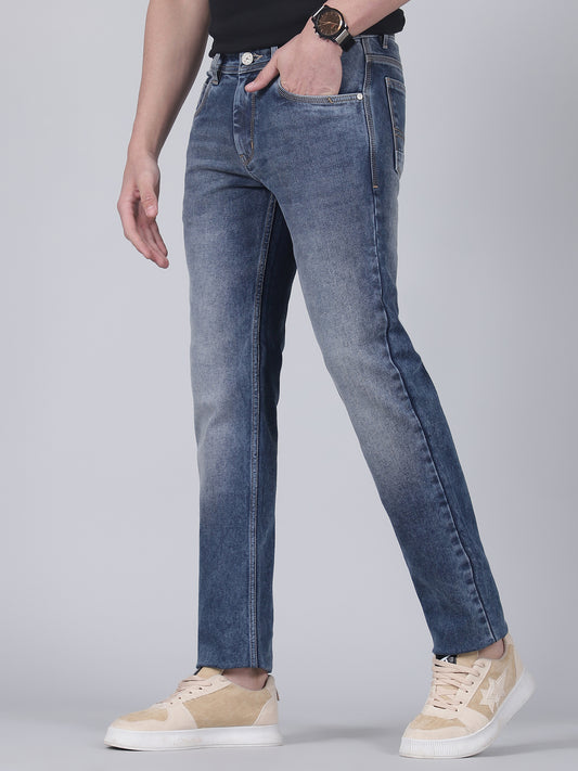 Denim Jeans for Men l Breathable & Soft with Color Fastness Straight Fit Cotton Fabric Solid Pattern Button Closure