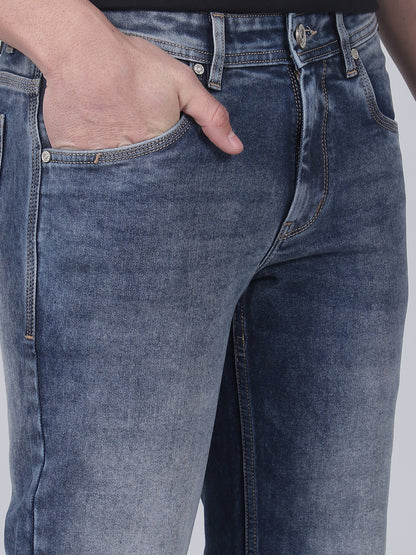 Denim Jeans for Men l Breathable & Soft with Color Fastness Straight Fit Cotton Fabric Solid Pattern Button Closure