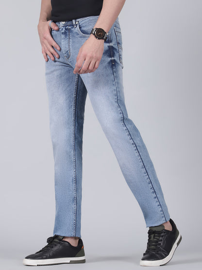 Denim Jeans for Men l Breathable & Soft with Color Fastness Straight Fit Cotton Fabric Solid Pattern Button Closure