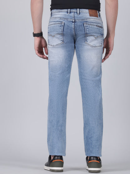 Denim Jeans for Men l Breathable & Soft with Color Fastness Straight Fit Cotton Fabric Solid Pattern Button Closure