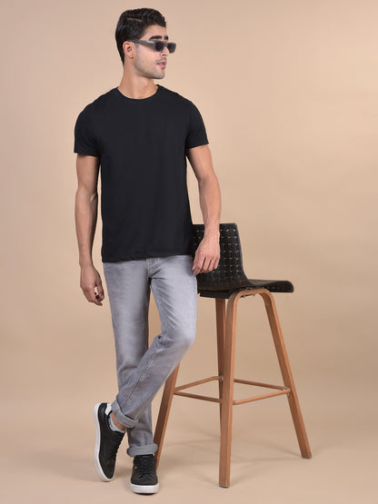 Denim Jeans for Men l Breathable & Soft with Color Fastness Ultra Narrow Fit Cotton Fabric Solid Pattern Button Closure