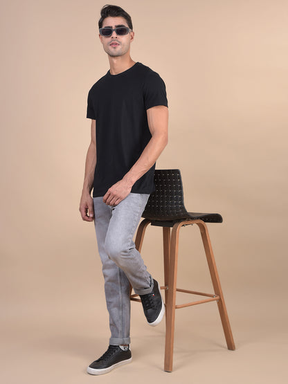 Denim Jeans for Men l Breathable & Soft with Color Fastness Ultra Narrow Fit Cotton Fabric Solid Pattern Button Closure