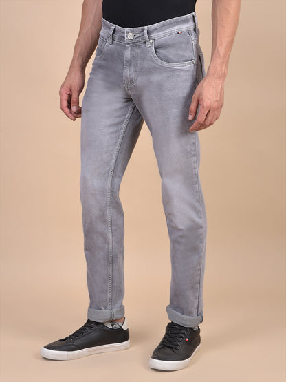 Denim Jeans for Men l Breathable & Soft with Color Fastness Ultra Narrow Fit Cotton Fabric Solid Pattern Button Closure