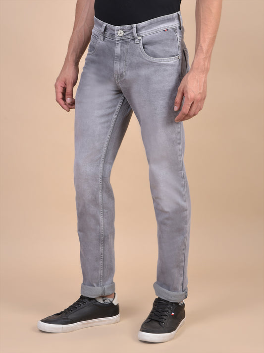 Denim Jeans for Men l Breathable & Soft with Color Fastness Ultra Narrow Fit Cotton Fabric Solid Pattern Button Closure