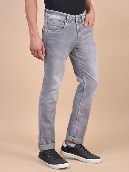 Denim Jeans for Men l Breathable & Soft with Color Fastness Ultra Narrow Fit Cotton Fabric Solid Pattern Button Closure