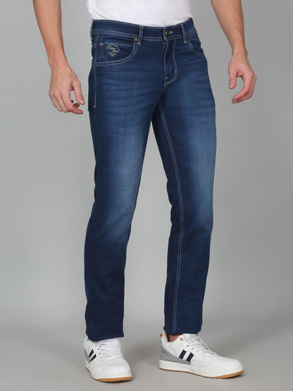 Denim Jeans for Men l Breathable & Soft with Color Fastness Ultra Narrow Fit Cotton Fabric Solid Pattern Button Closure