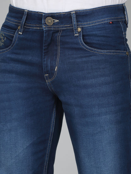 Denim Jeans for Men l Breathable & Soft with Color Fastness Ultra Narrow Fit Cotton Fabric Solid Pattern Button Closure