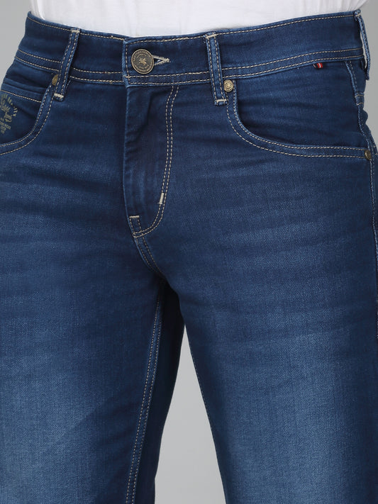 Denim Jeans for Men l Breathable & Soft with Color Fastness Ultra Narrow Fit Cotton Fabric Solid Pattern Button Closure