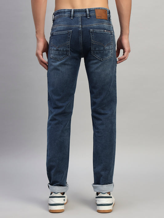 Denim Jeans for Men l Breathable & Soft with Color Fastness Ultra Narrow Fit Cotton Fabric Solid Pattern Button Closure