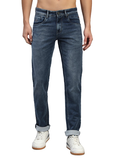 Denim Jeans for Men l Breathable & Soft with Color Fastness Ultra Narrow Fit Cotton Fabric Solid Pattern Button Closure