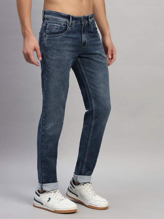 Denim Jeans for Men l Breathable & Soft with Color Fastness Ultra Narrow Fit Cotton Fabric Solid Pattern Button Closure