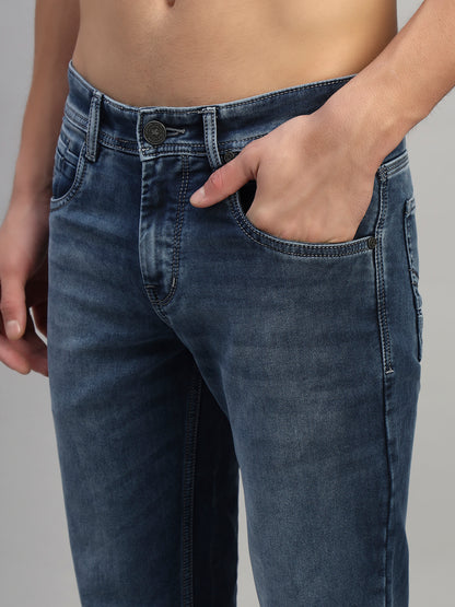 Denim Jeans for Men l Breathable & Soft with Color Fastness Ultra Narrow Fit Cotton Fabric Solid Pattern Button Closure