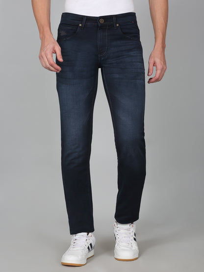Denim Jeans for Men l Breathable & Soft with Color Fastness Ultra Narrow Fit Cotton Fabric Solid Pattern Button Closure