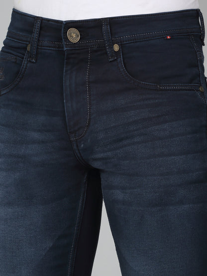 Denim Jeans for Men l Breathable & Soft with Color Fastness Ultra Narrow Fit Cotton Fabric Solid Pattern Button Closure