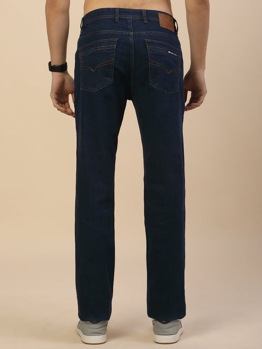 Denim Jeans for Men | Breathable & Soft with Color Fastness Straight Fit Poly Cotton Fabric Solid Pattern Button Closure