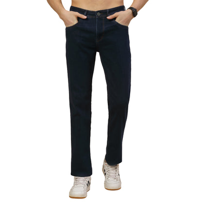 Denim Jeans for Men | Breathable & Soft with Color Fastness Straight Fit Poly Cotton Fabric Solid Pattern Button Closure