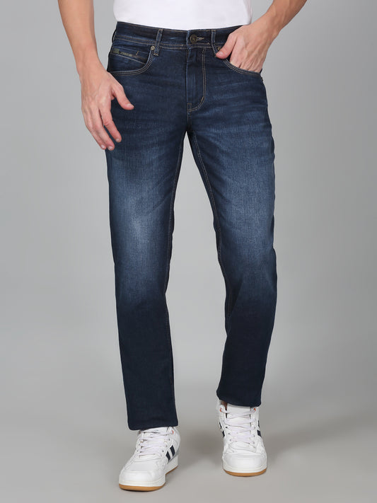 Denim Jeans for Men l Breathable & Soft with Color Fastness Ultra Narrow Fit Cotton Fabric Solid Pattern Button Closure