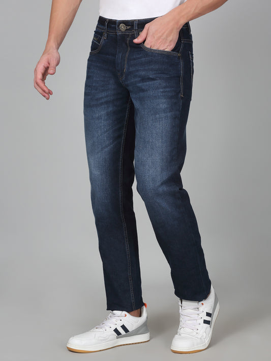 Denim Jeans for Men l Breathable & Soft with Color Fastness Ultra Narrow Fit Cotton Fabric Solid Pattern Button Closure