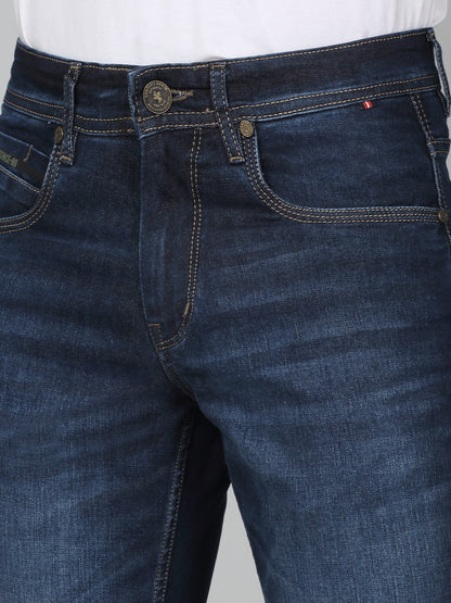 Denim Jeans for Men l Breathable & Soft with Color Fastness Ultra Narrow Fit Cotton Fabric Solid Pattern Button Closure