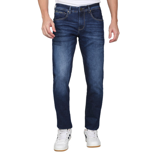 Denim Jeans for Men l Breathable & Soft with Color Fastness Ultra Narrow Fit Cotton Fabric Solid Pattern Button Closure