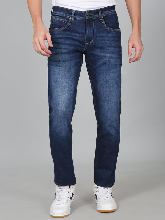 Denim Jeans for Men l Breathable & Soft with Color Fastness Ultra Narrow Fit Cotton Fabric Solid Pattern Button Closure