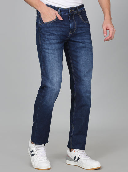 Denim Jeans for Men l Breathable & Soft with Color Fastness Ultra Narrow Fit Cotton Fabric Solid Pattern Button Closure