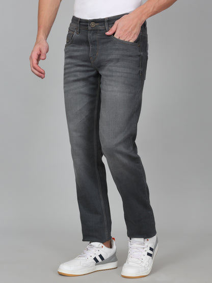 Denim Jeans for Men l Breathable & Soft with Color Fastness Ultra Narrow Fit Cotton Fabric Solid Pattern Button Closure