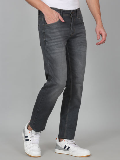 Denim Jeans for Men l Breathable & Soft with Color Fastness Ultra Narrow Fit Cotton Fabric Solid Pattern Button Closure